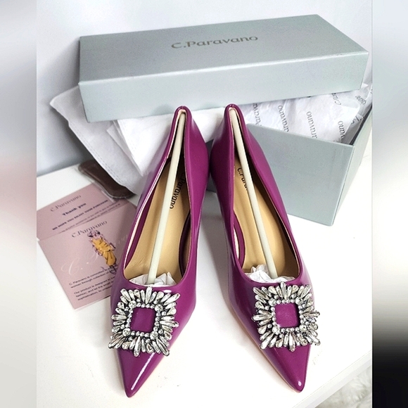 ‼️NEW IN ‼️C.Paravano Chic Purple Shoes Kitten Heel 🔥 - Picture 8 of 10